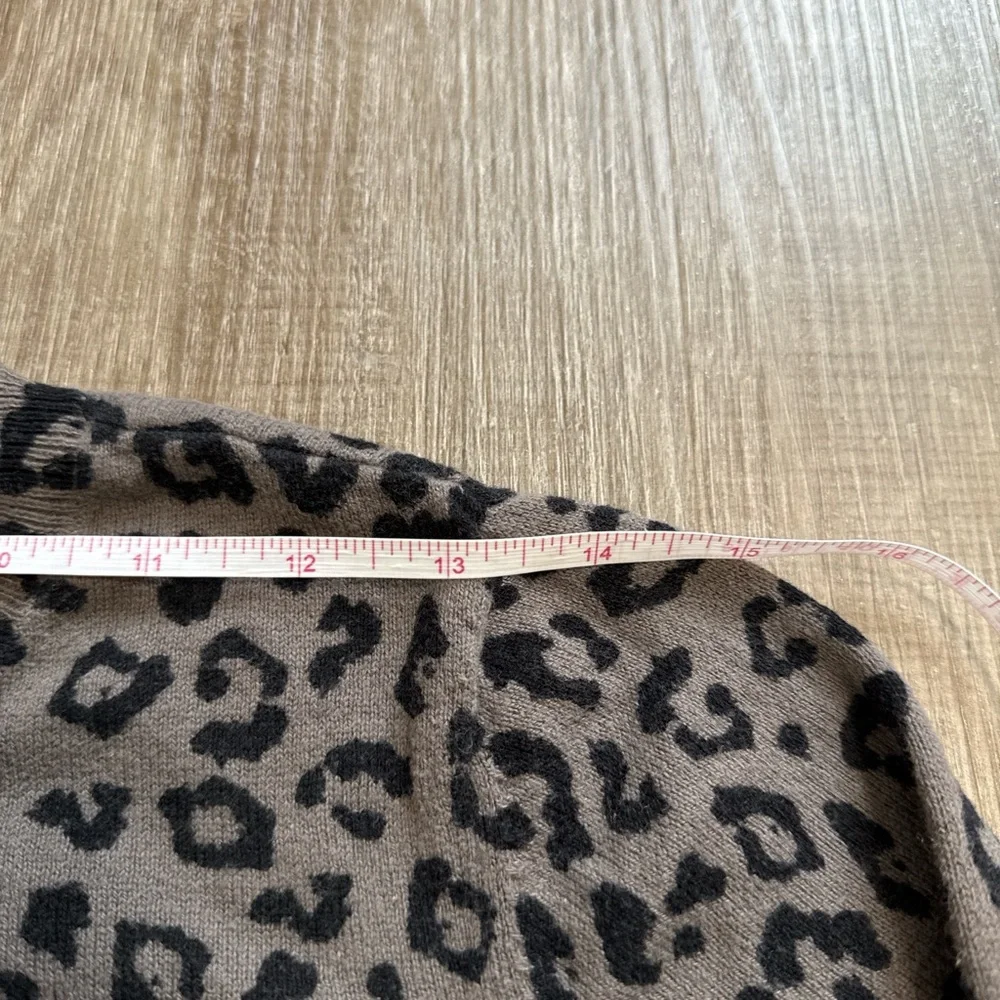 Ann Taylor Loft 100% Cotton Leopard Print Dark Brown Button Up Cardigan Size M - Picture 9 of 12